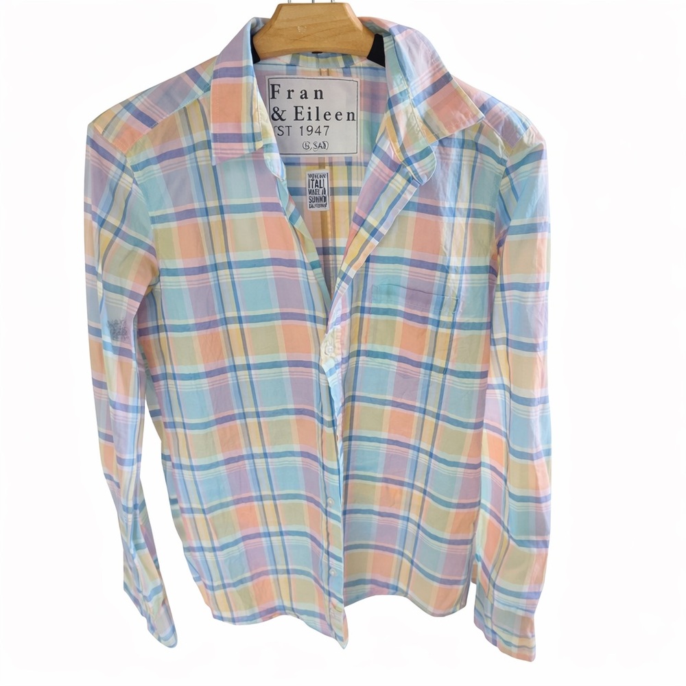 Frank & Eileen Pastel Plaid Preppy Button Down Shirt Size S 100% cotton - Picture 2 of 6